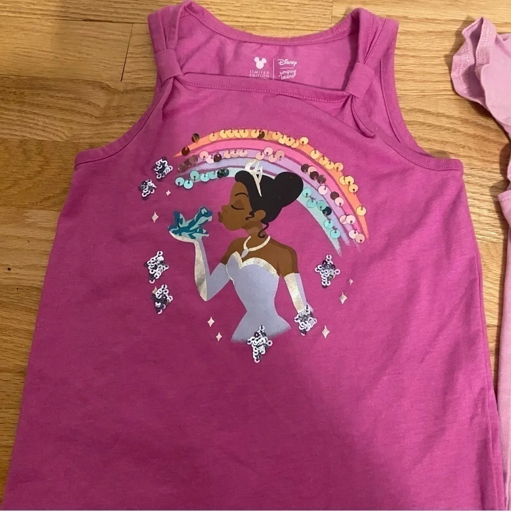 Disney Tiana Princess Shirt Dress Bundle Sz 5 Kids Girls Minnie Mouse Sequin